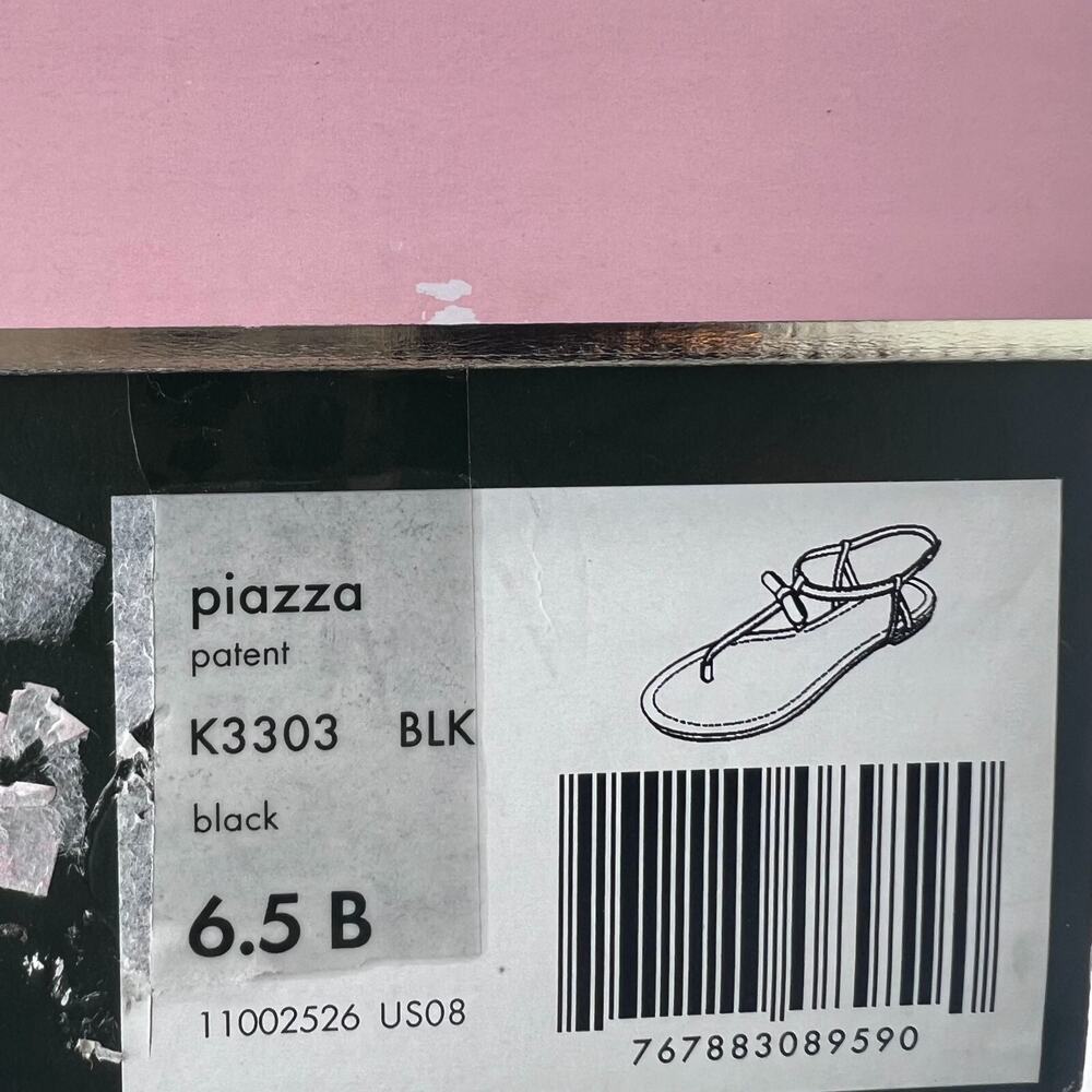 Kate Spade Piazza Patent Bow Ankle Strap Sandal Black K3303 Women 6.5 B NWB - Picture 10 of 10